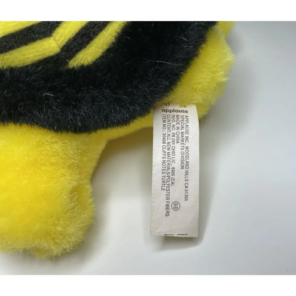 Vintage Applause Cliffs Notes Turtle Plush 8” Yellow Black With Tags